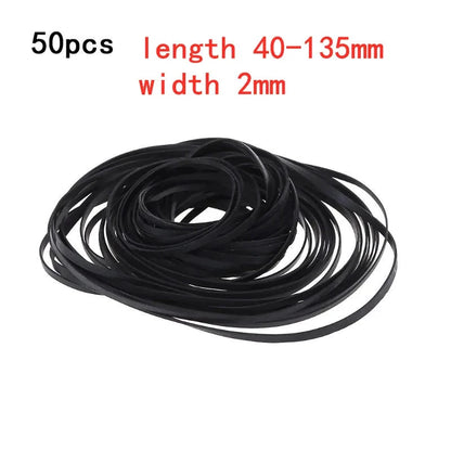50/100Pcs 1/2/3/4mm Width Universal Mix Cassette Tape Machine Belts Assorted Flat Rubber Belt for CD DVD Recorders Walkman