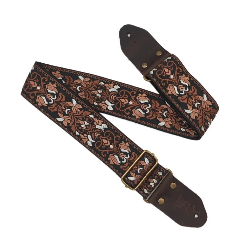 Woven Guitar Strap Floral Pattern