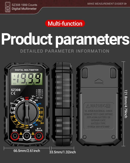 Big River Hardware Handheld Digital Multimeter LCD Backlight