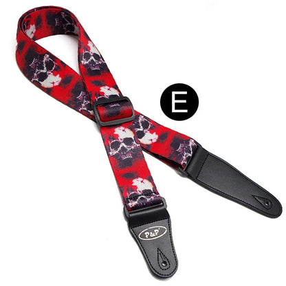 Premium Adjustable Skulls Design Guitar Strap by Big River Hardware for Rock Musicians