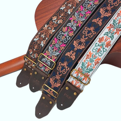 Woven Guitar Strap Floral Pattern