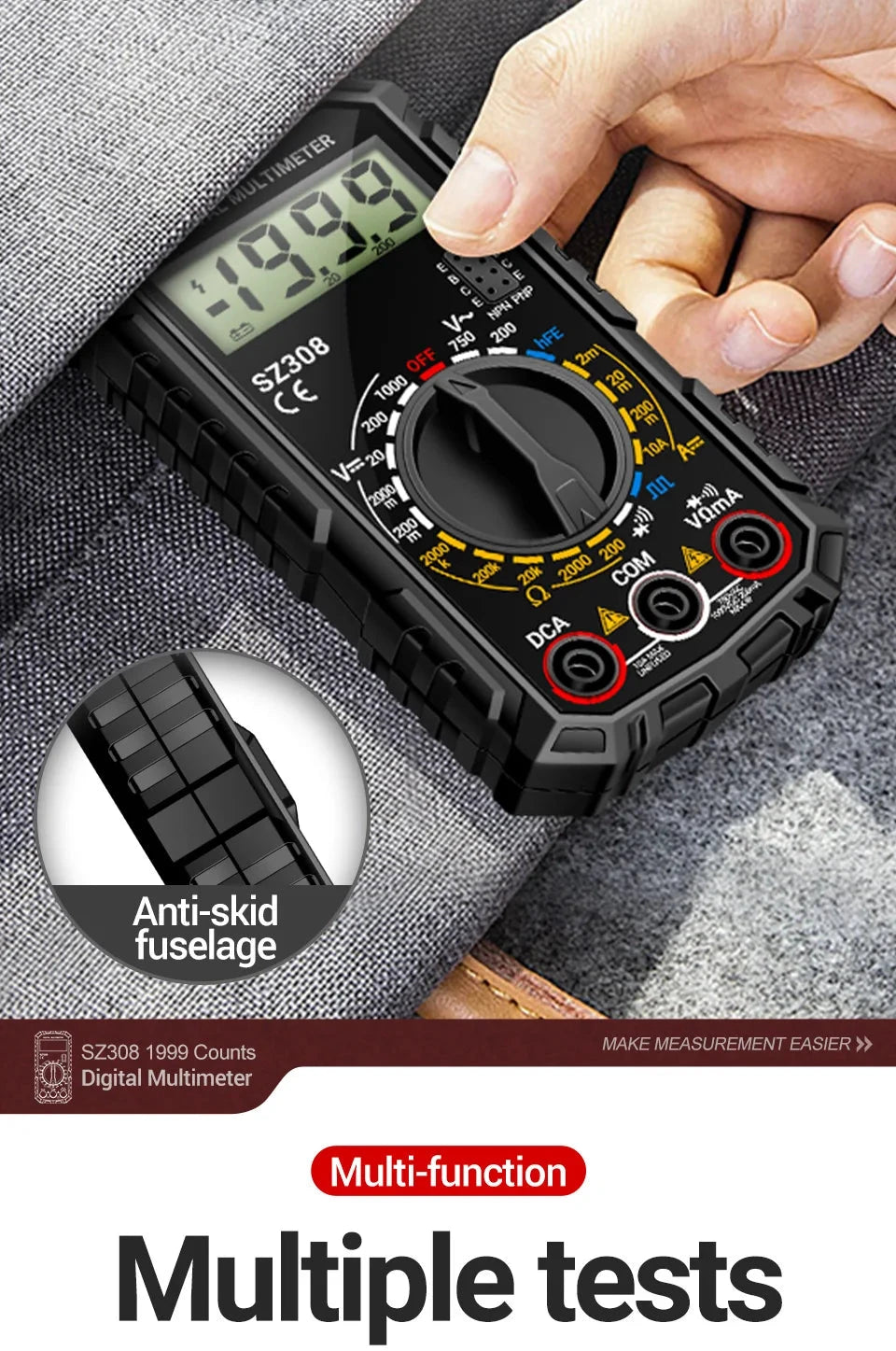 Big River Hardware Handheld Digital Multimeter LCD Backlight