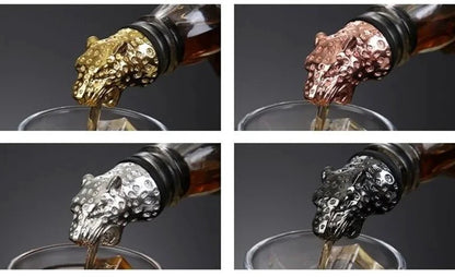 Big River Hardware Zinc Alloy Animal Head Wine Pourer - Deer Elk Lion Designs for Stylish Bar Accessories and Wine Enthusiasts