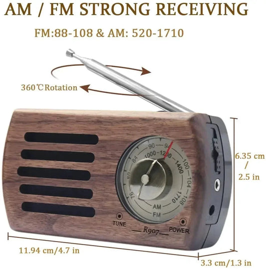 Big River Hardware Handcrafted Walnut Retro Portable Radio