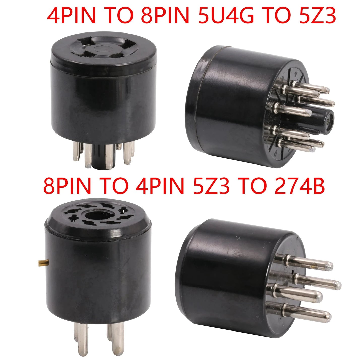 1pc Vacuum Tube Converter Adapte 8pin to 4pin 4pin to 8pin Tin plated for 5Z3 to 274B Vacuum tube HiFi Guitar audio amplifier