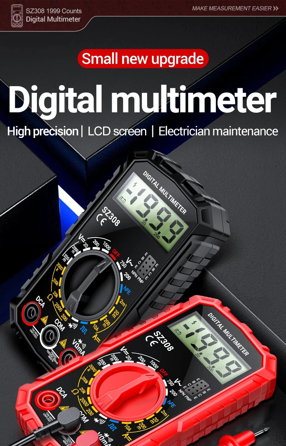 Big River Hardware Handheld Digital Multimeter LCD Backlight