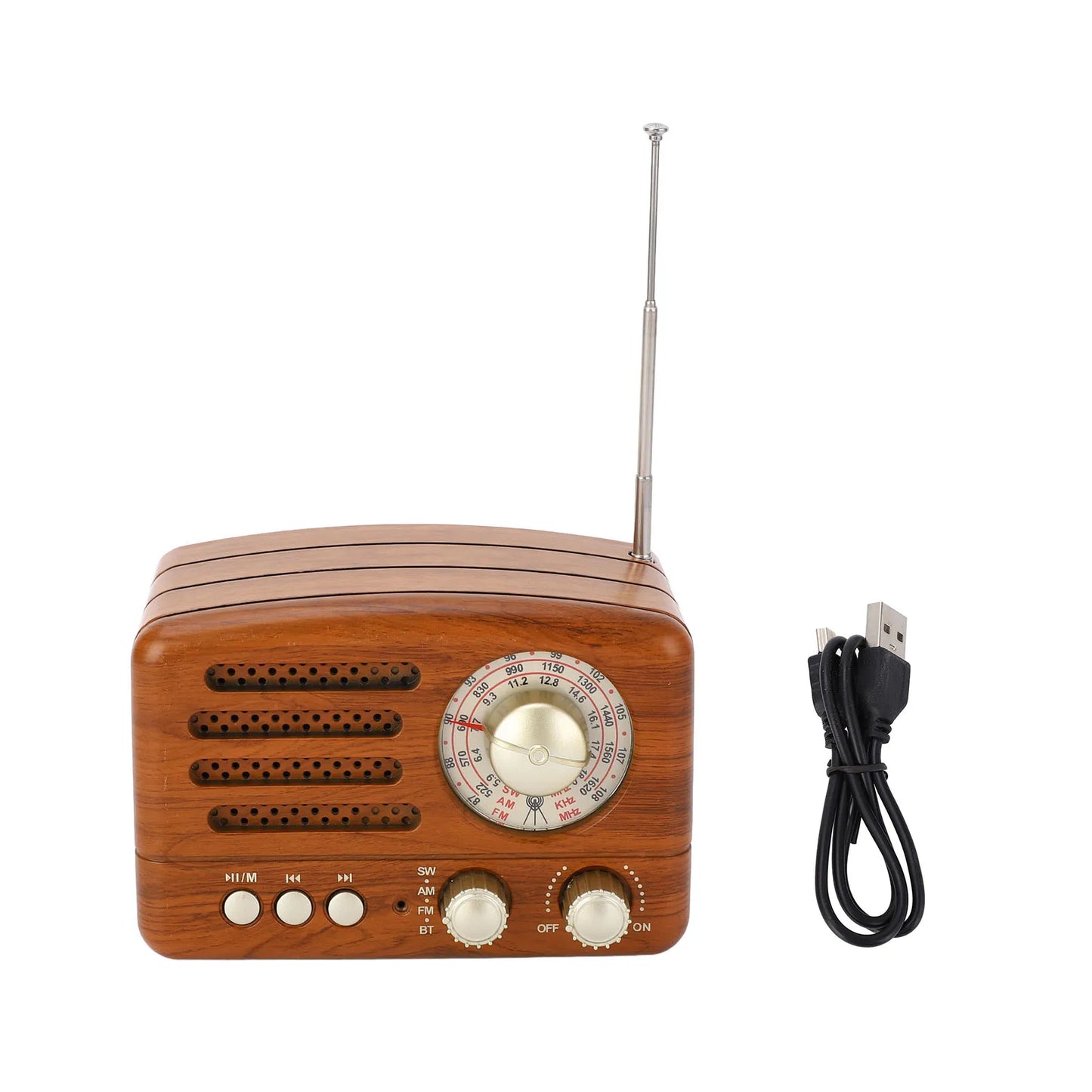 Big River Hardware Retro Wooden Bluetooth Speaker with AM/FM Radio