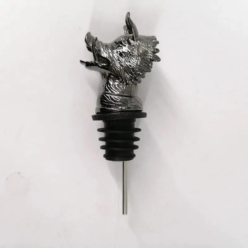 Big River Hardware Zinc Alloy Animal Head Wine Pourer - Deer Elk Lion Designs for Stylish Bar Accessories and Wine Enthusiasts