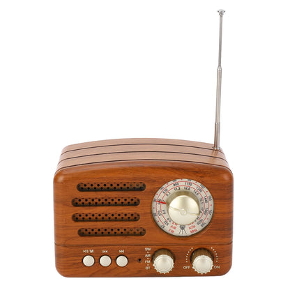 Big River Hardware Retro Wooden Bluetooth Speaker with AM/FM Radio
