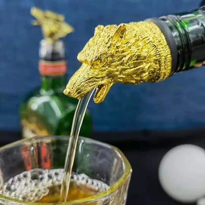 Big River Hardware Zinc Alloy Animal Head Wine Pourer - Deer Elk Lion Designs for Stylish Bar Accessories and Wine Enthusiasts