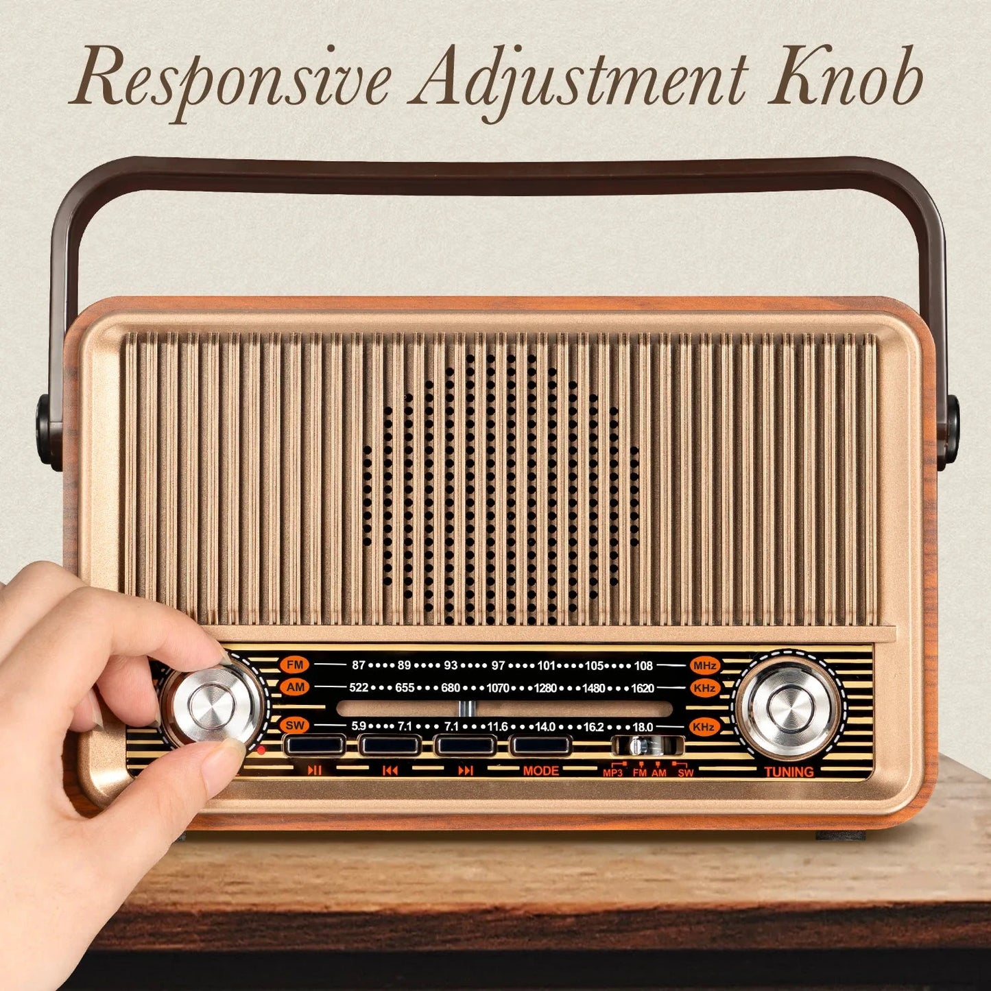 Big River Hardware Mid-Century Modern AM/FM Portable Radio