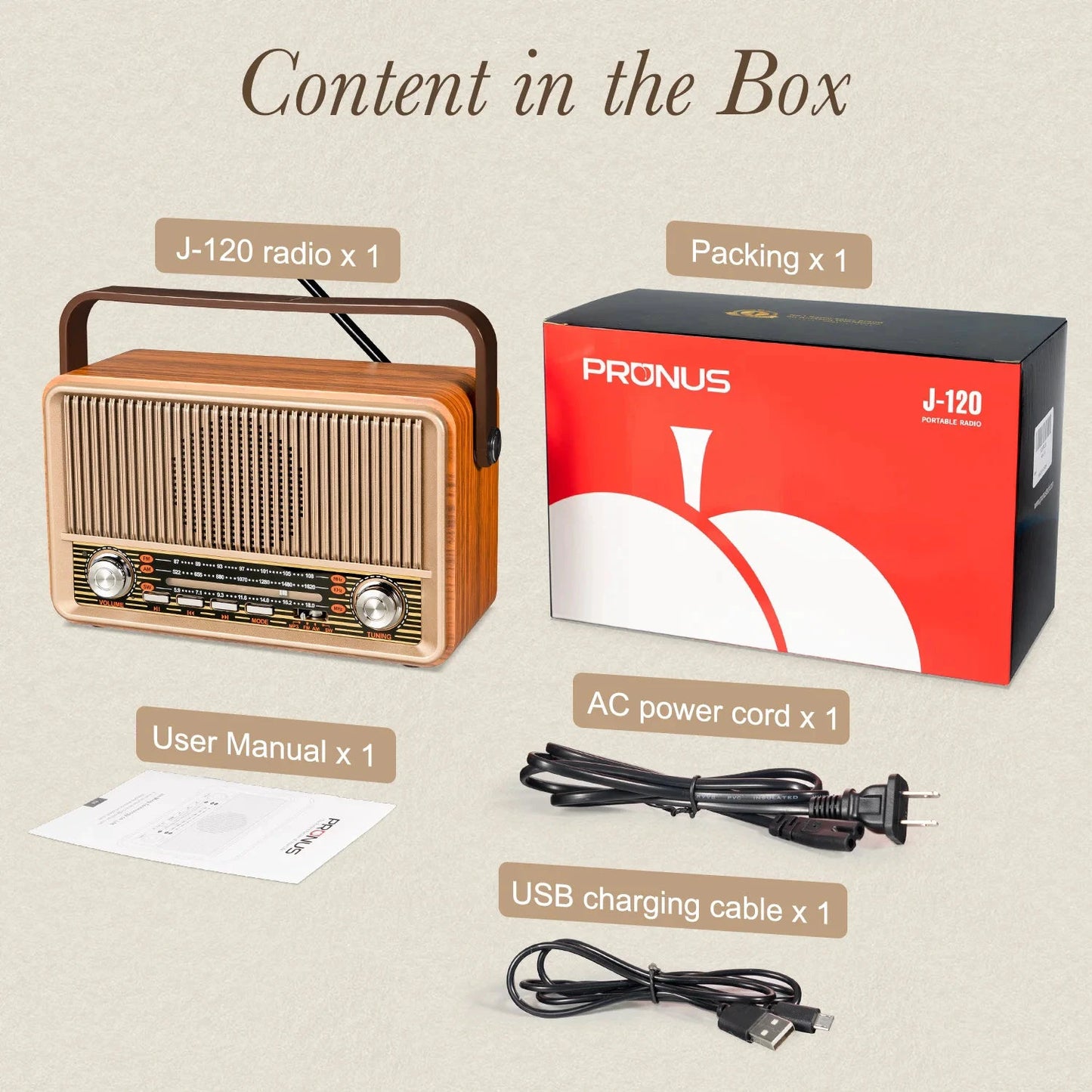 Big River Hardware Mid-Century Modern AM/FM Portable Radio