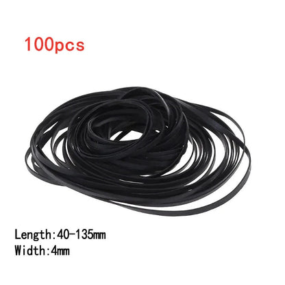 50/100Pcs 1/2/3/4mm Width Universal Mix Cassette Tape Machine Belts Assorted Flat Rubber Belt for CD DVD Recorders Walkman