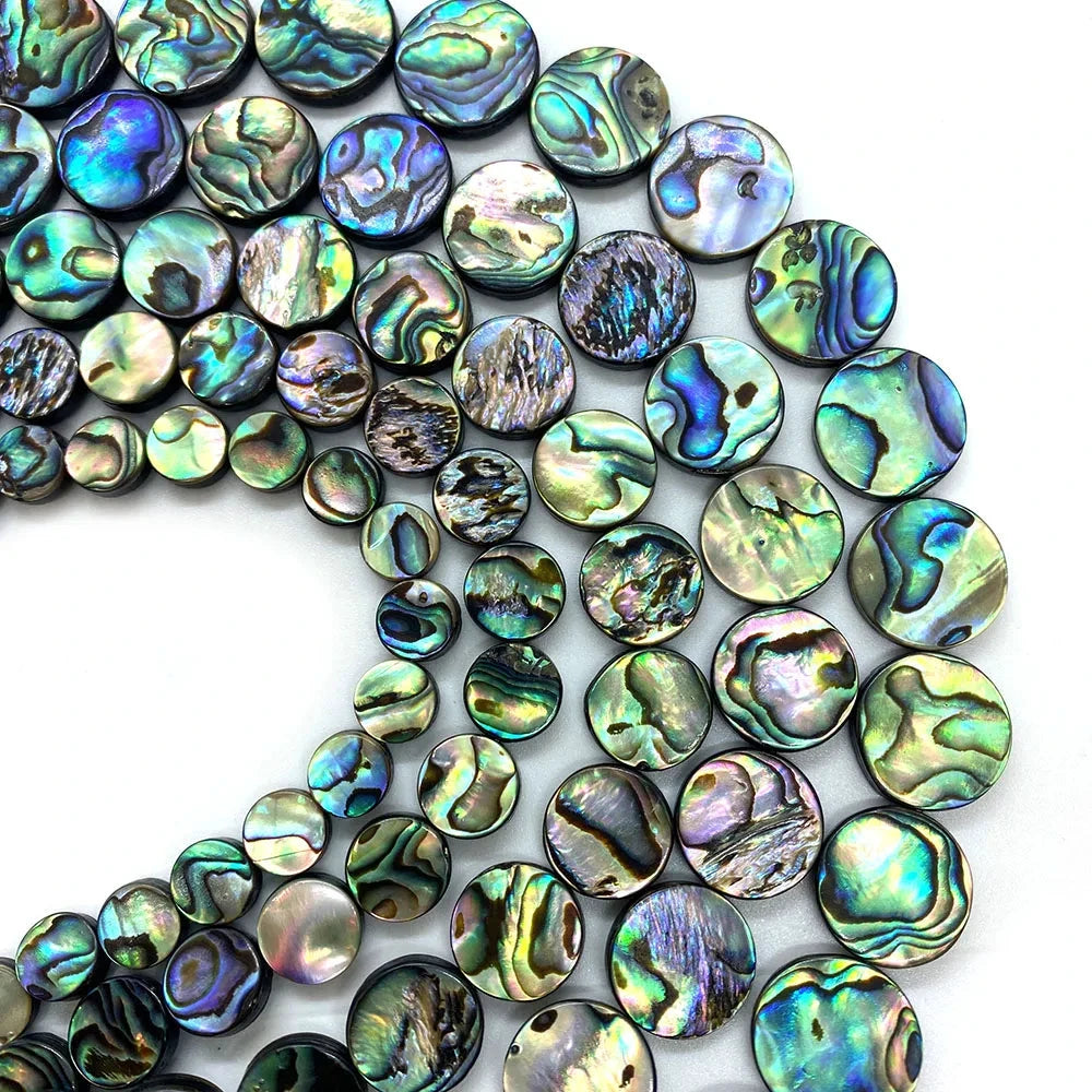 Premium Big River Hardware Natural Abalone Shell Disc Beads for DIY Jewelry, Necklace, Bracelet, and Earring Making, Sizes 8-20mm