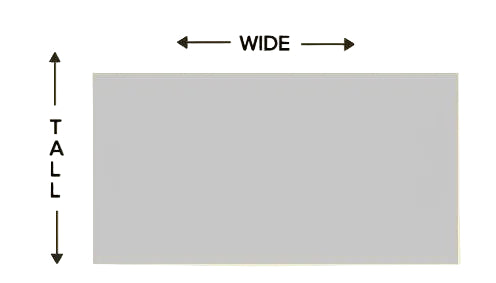 Rectangular area with dimensions labeled as 'Tall' and 'Wide' on a beige background.