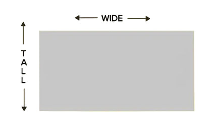 Rectangular area with dimensions labeled as 'Tall' and 'Wide' on a beige background.