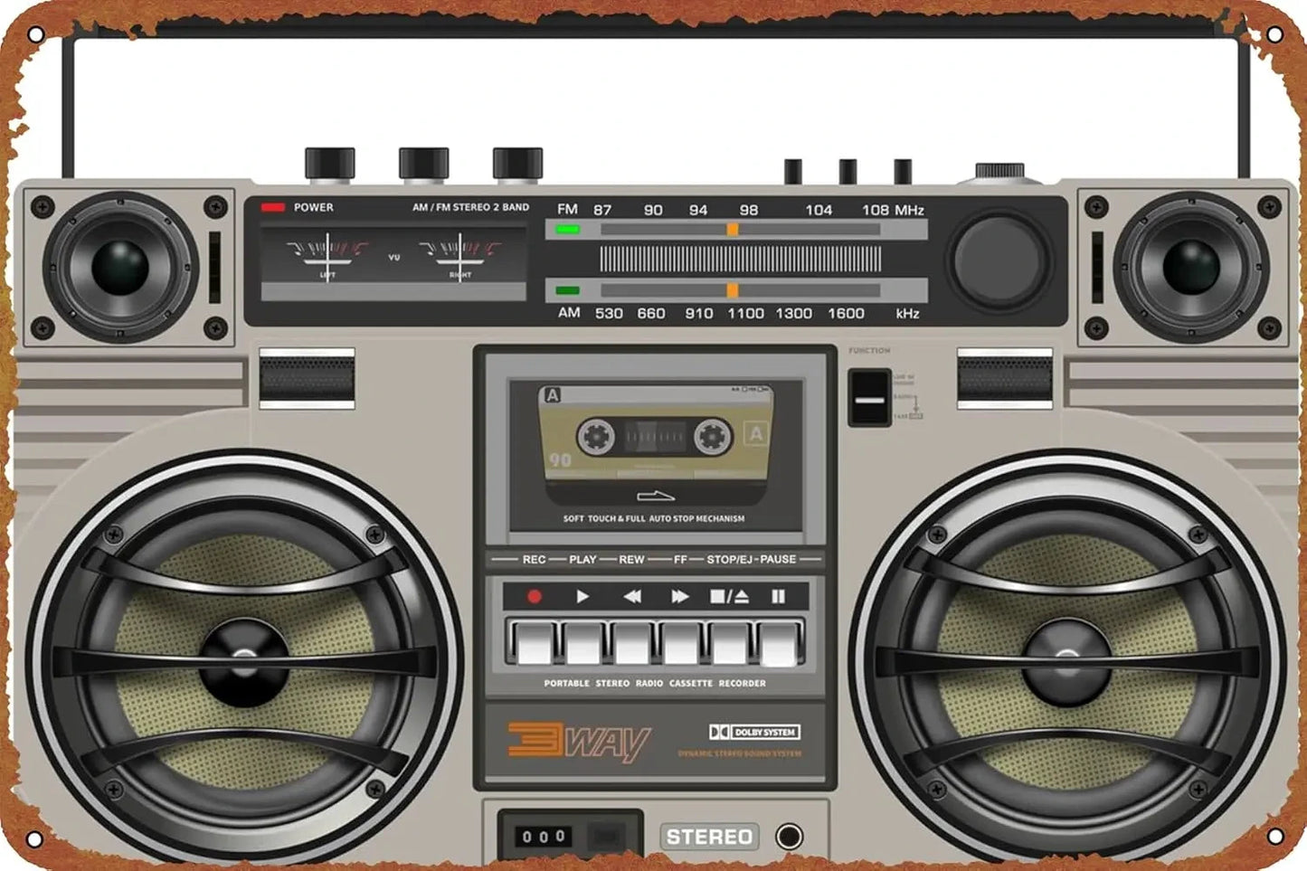 Boombox Tin Sign Wall Decor