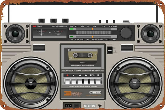Boombox Tin Sign Wall Decor