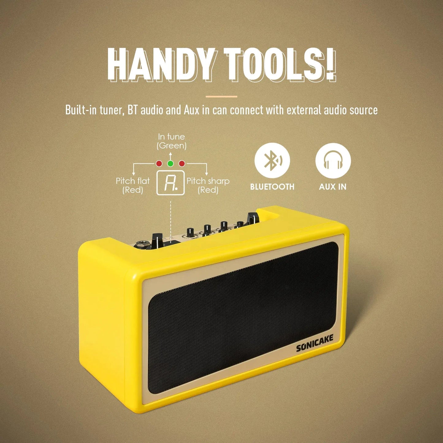 Sonicake Amp Toast Speaker Mini Guitar Combo Amplifier Light weight All-in-one Bluetooth Bedroom Multi-Effects QAM-50