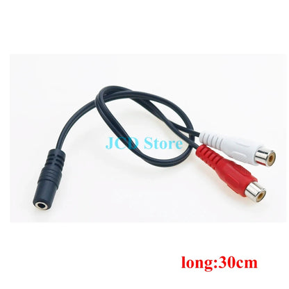 1PCS 3.5mm Jack Male Female to 2 RCA Stereo Audio Cable Converter Adapter Cord TV AV Connection Line