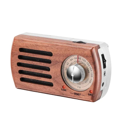 Big River Hardware Handcrafted Walnut Retro Portable Radio