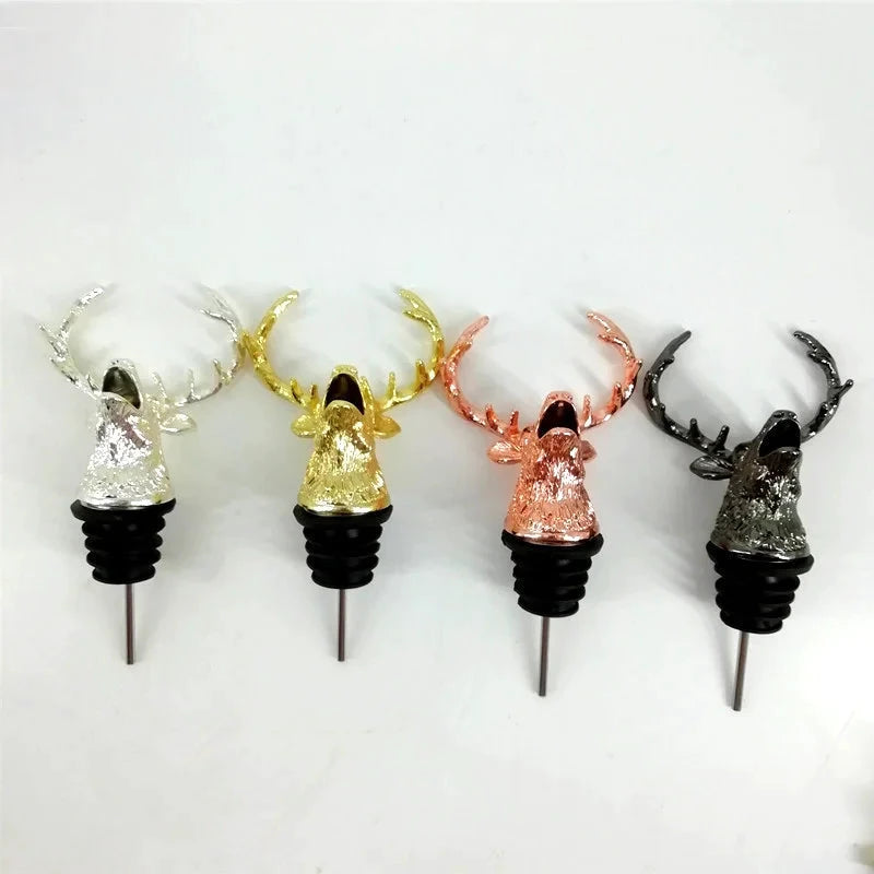 Big River Hardware Zinc Alloy Animal Head Wine Pourer - Deer Elk Lion Designs for Stylish Bar Accessories and Wine Enthusiasts