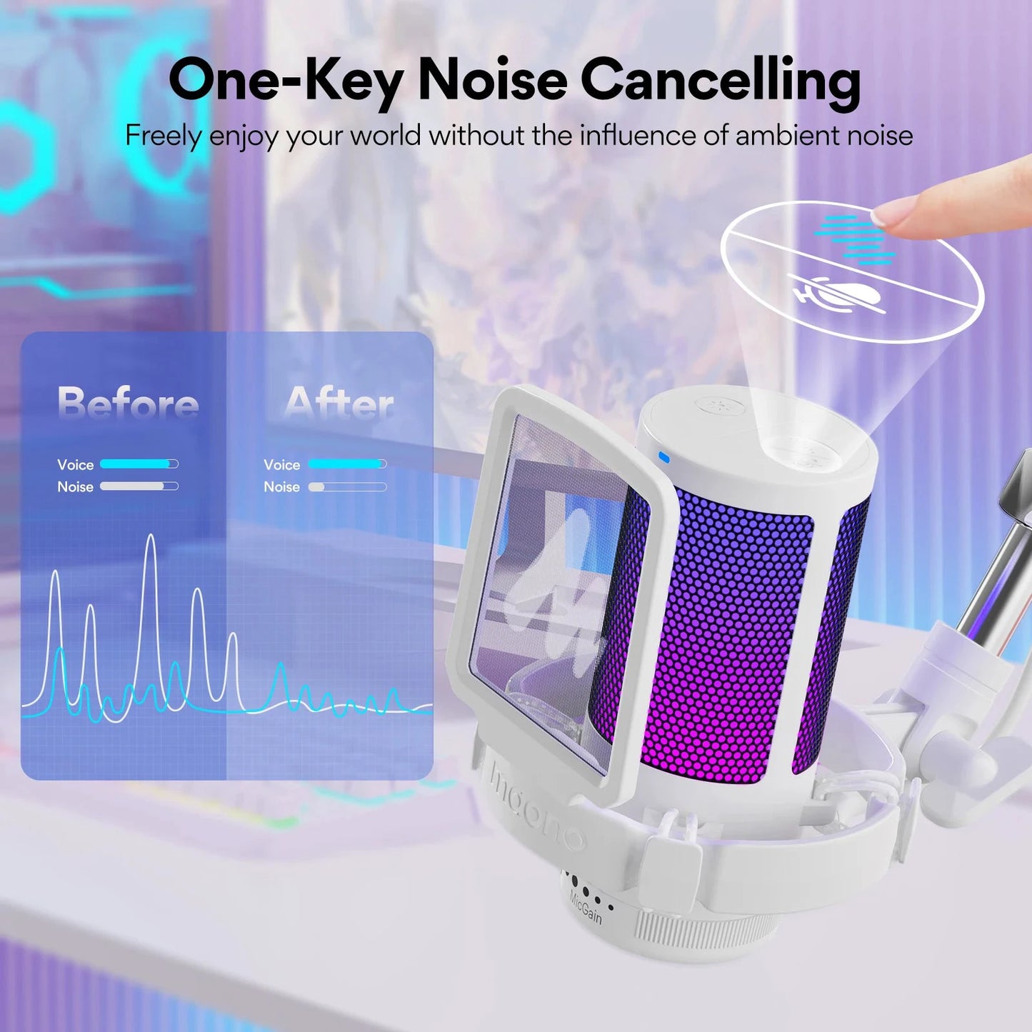 Big River Hardware Maono Gamerwave DGM20S USB Gaming Microphone with RGB and Noise Canceling