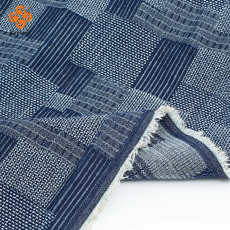 Vintage Patch Stitching Denim Fabric Jacquard Speaker Grill Cloth