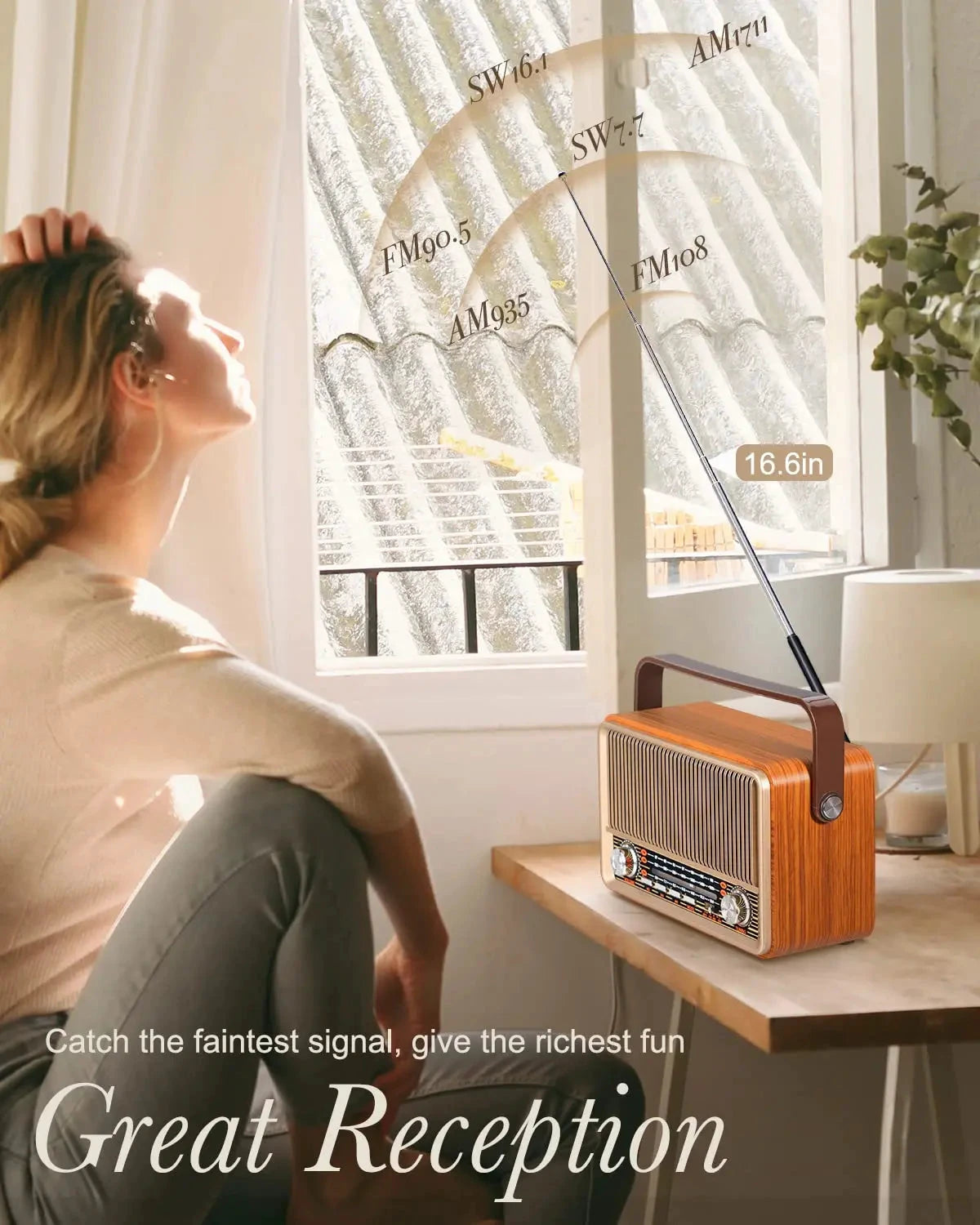 Big River Hardware Mid-Century Modern AM/FM Portable Radio