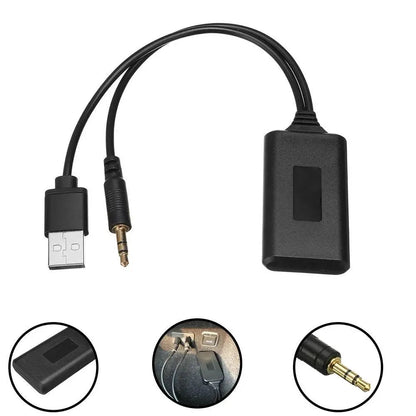 Big River Hardware Wireless Bluetooth Aux Adapter  - Plug and Play Music Streaming with Charger Support for Drivers