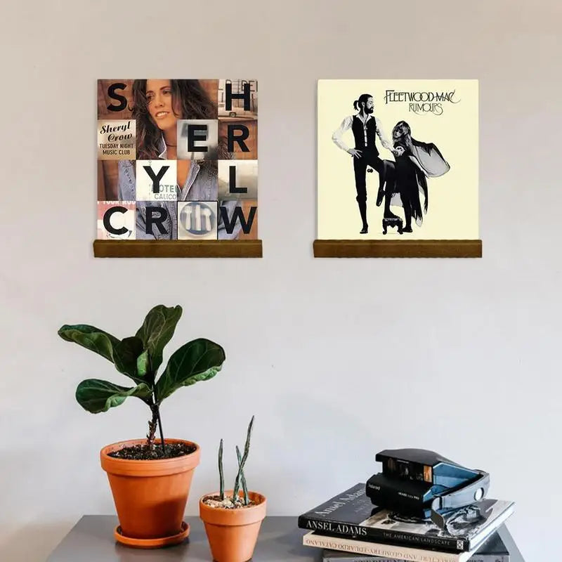 Stylish album cover display enhancing home decor and music spaces.