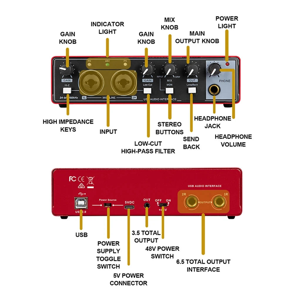 Big River Hardware MD22 USB Audio Interface for Guitar