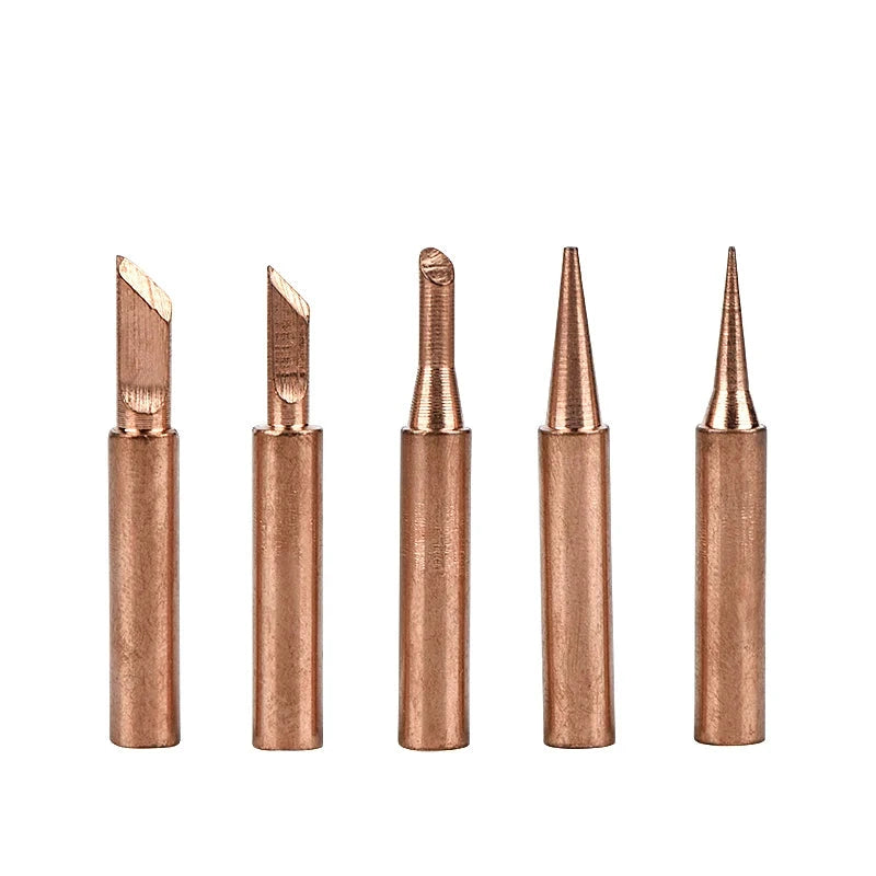 Big River Hardware Premium Pure Copper Soldering Iron Tips 5-Piece Set - Lead-Free, High-Performance for Professional Electronics Repair and DIY Projects
