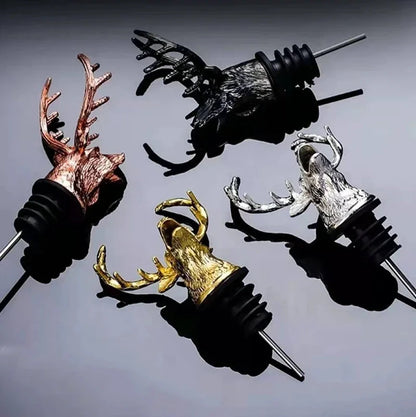 Big River Hardware Zinc Alloy Animal Head Wine Pourer - Deer Elk Lion Designs for Stylish Bar Accessories and Wine Enthusiasts