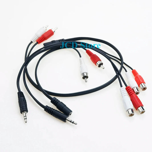 1PCS 3.5mm Jack Male Female to 2 RCA Stereo Audio Cable Converter Adapter Cord TV AV Connection Line