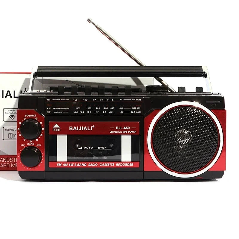 Big River Hardware Portable Retro Boombox with Bluetooth Tape Player