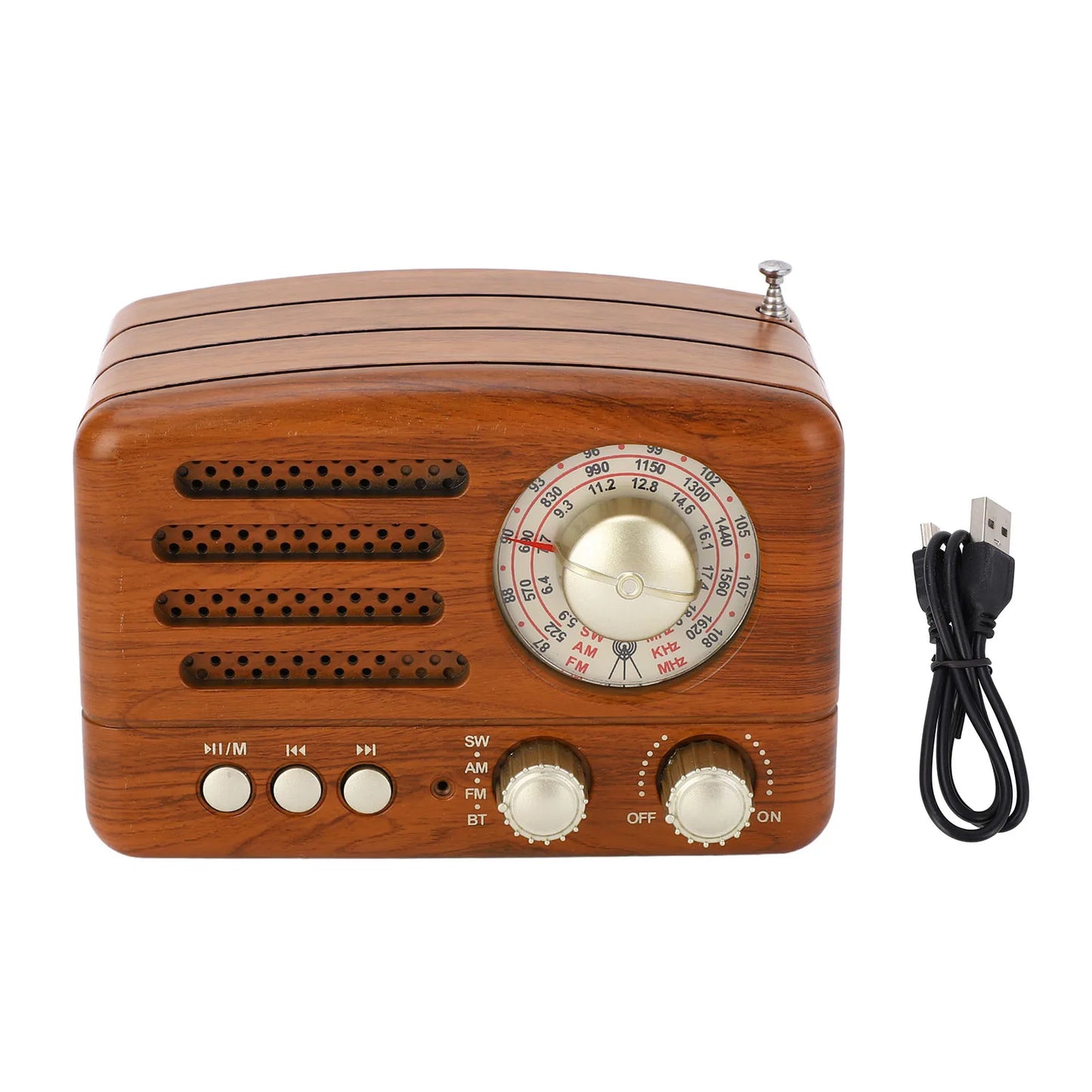 Big River Hardware Retro Wooden Bluetooth Speaker with AM/FM Radio