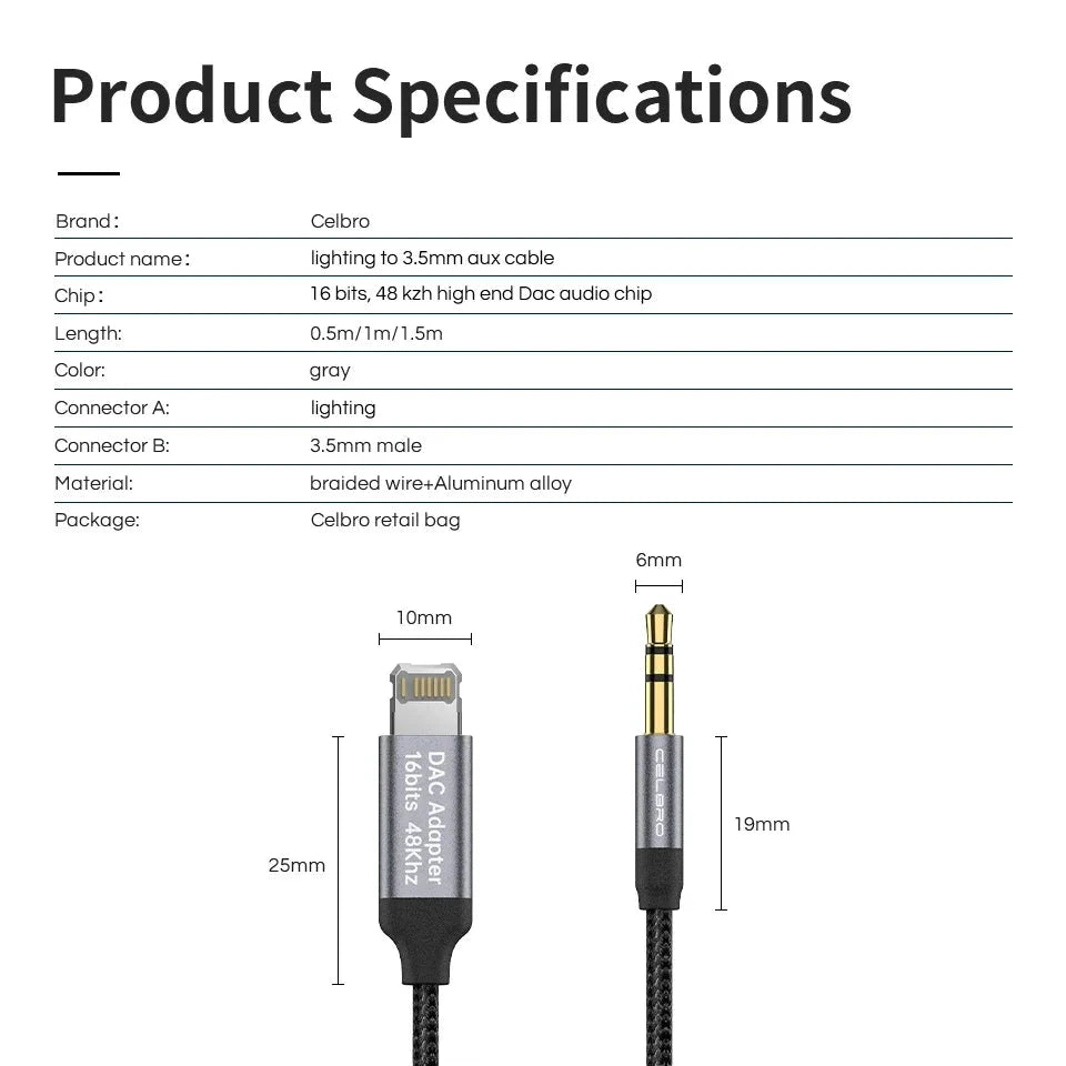 Iphone Aux Adapter for Car, Radio or Amplifier