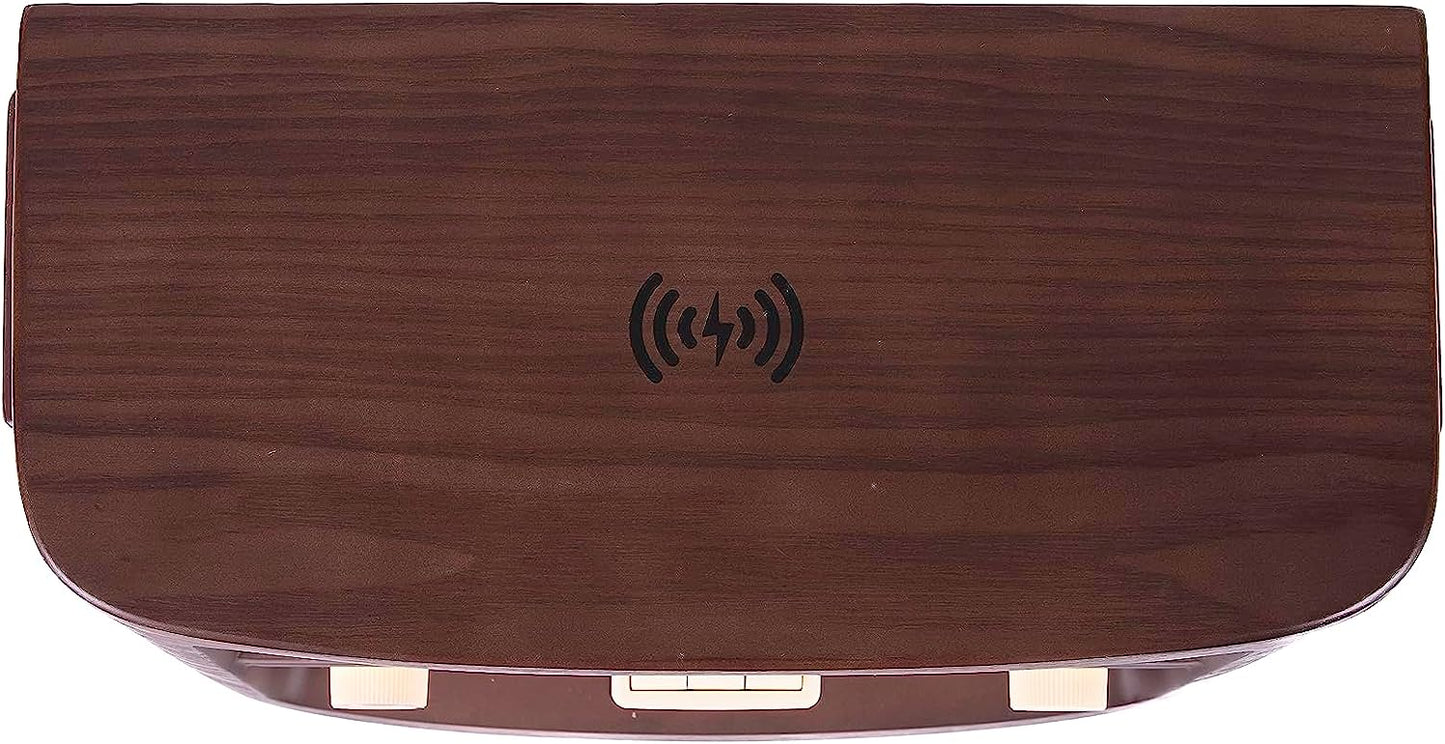 Wooden electronic device with wireless icon on a white background