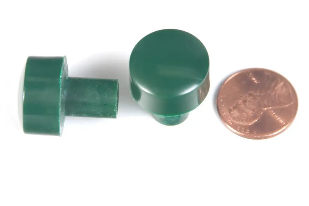 Westinghouse Little Jewel reproduction radio knob, green and maroon, K124