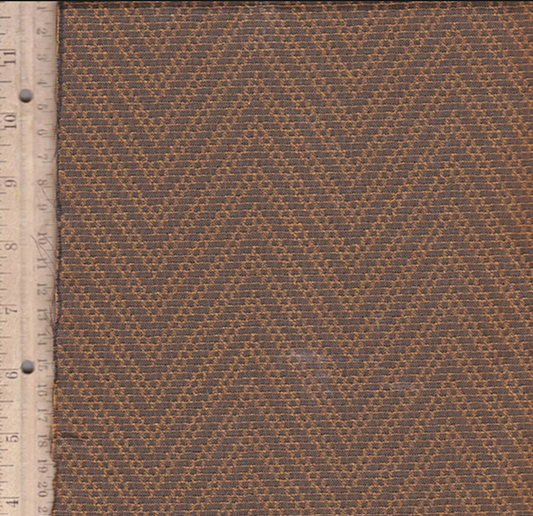 Antique radio grill cloth in warm brown and golden chevron pattern, ideal for restoring 1930s console radios and enhancing retro stereo setups.