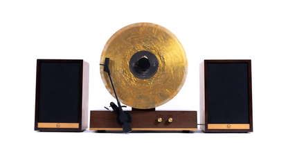 GLD Vertical Vinyl Record Player Ash Wood Veneer Gold Trim