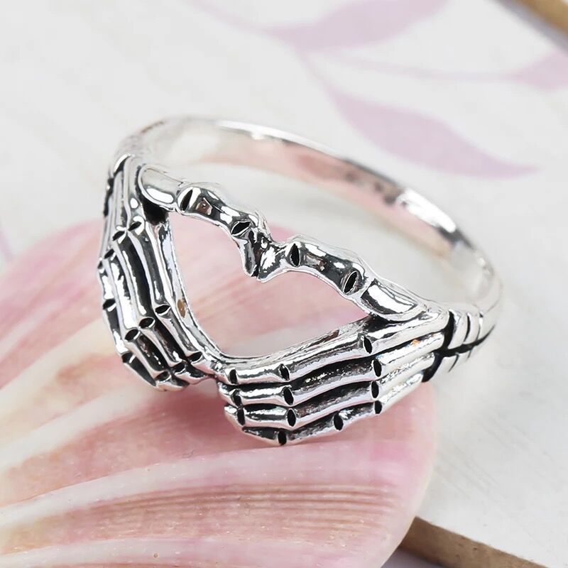 Silver Skeleton Hand Ring
