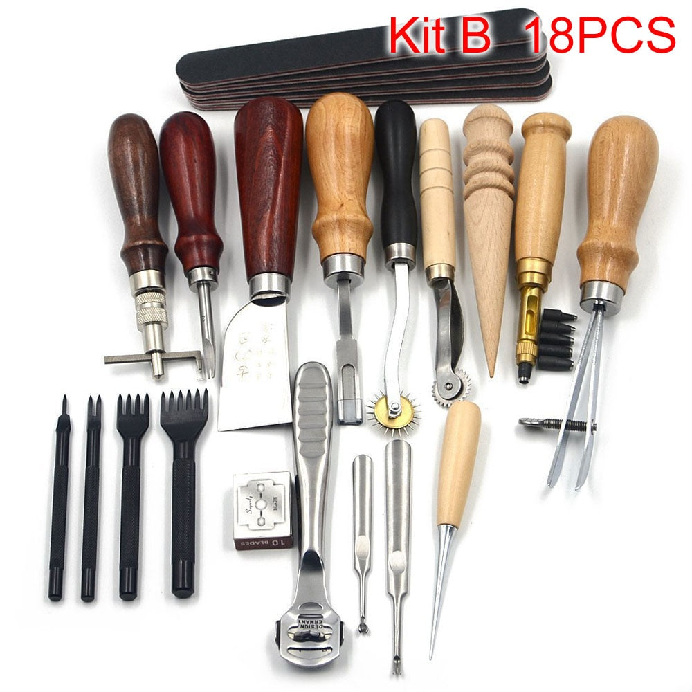 Leather Tooling Kit, Leather Working Kit, Leather Making Kit, Leather  Working Tools with Leather Stamp Tools, Cutting Mat, Groover, and Rivets  Kit for