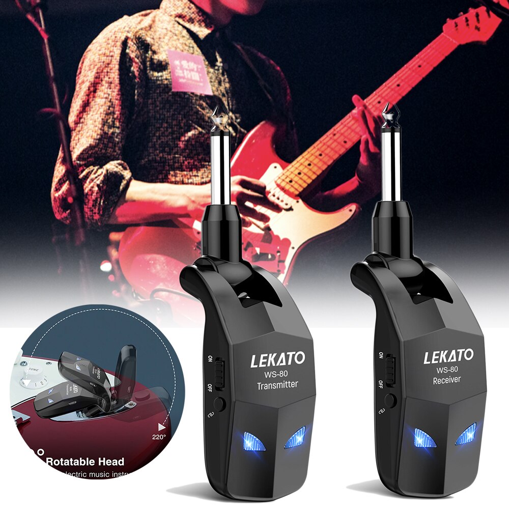 Wireless Guitar System 2.4Ghz Guitar Transmitter Receiver For Electric Guitar Wireless Transmitter Built-In Rechargeable