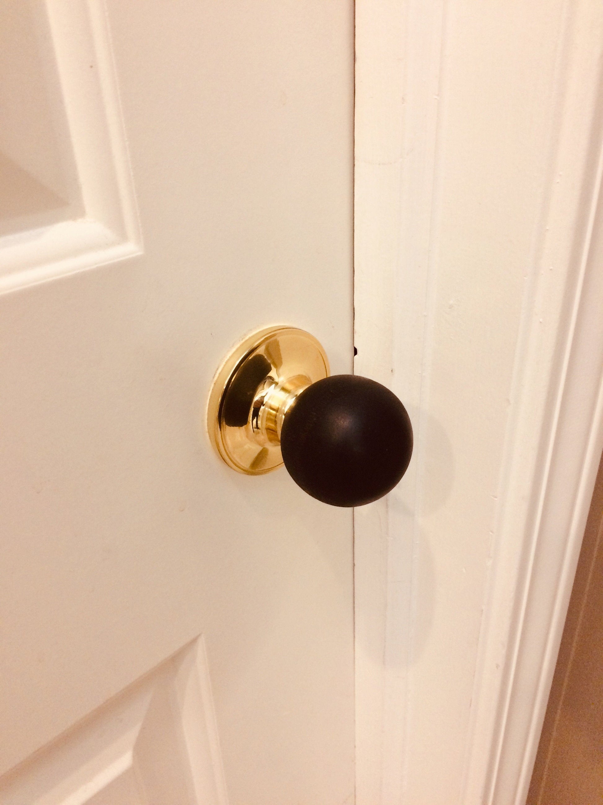 Claire Collection - Beach Wooded Door Knobs with Polished Brass Collar Knob Big River Hardware 
