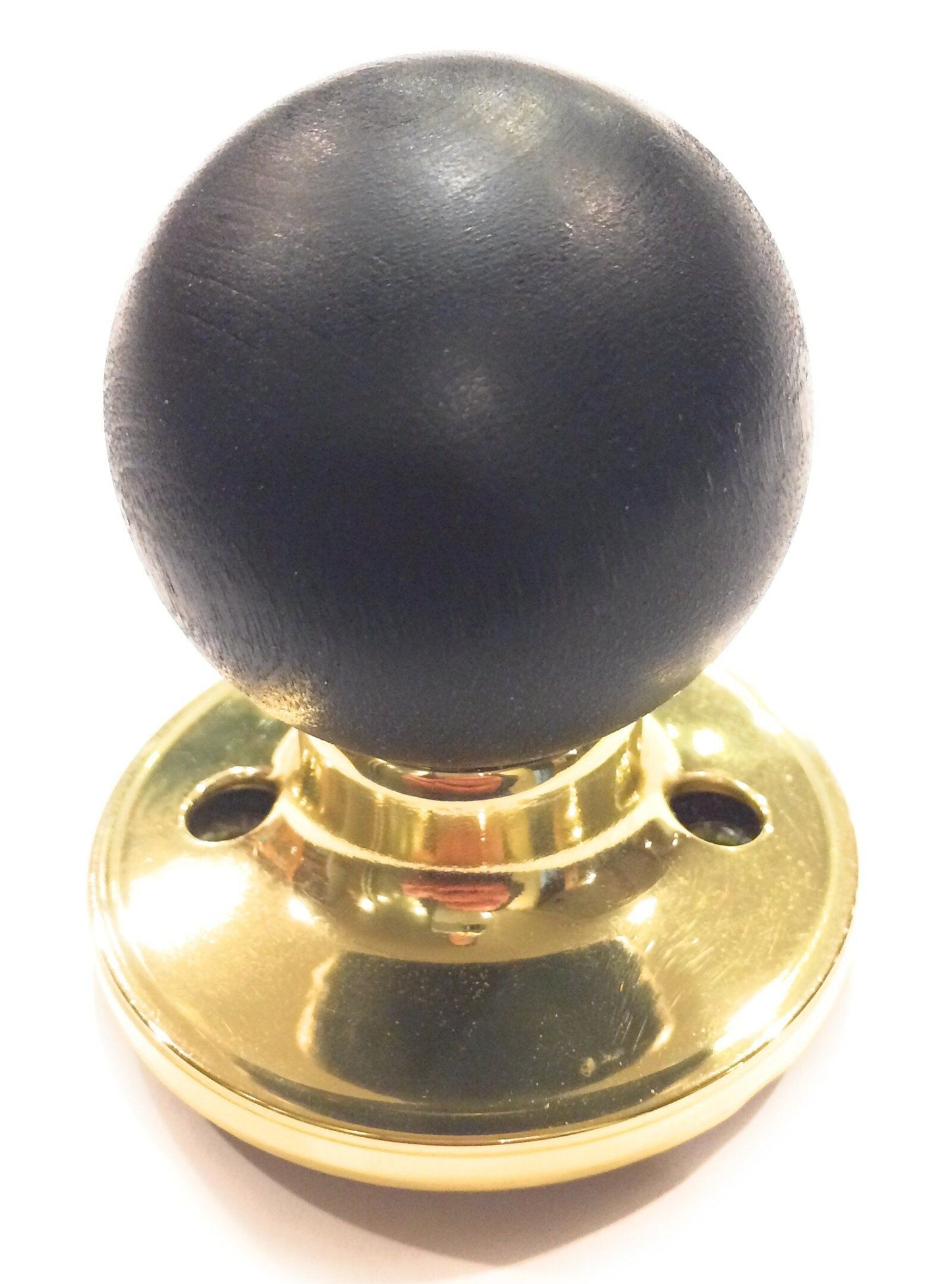 Claire Collection - Beach Wooded Door Knobs with Polished Brass Collar Knob Big River Hardware 