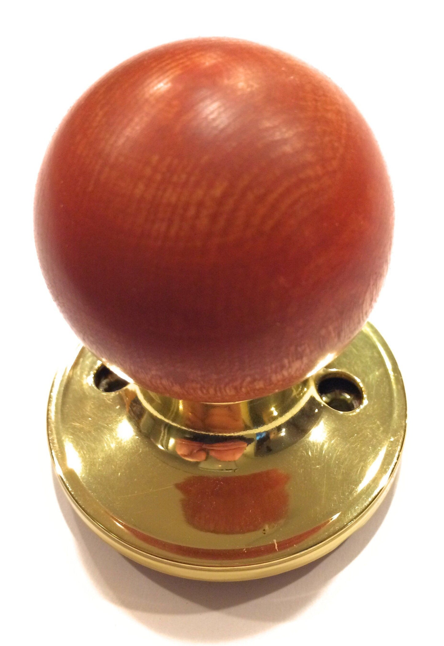 Claire Collection - Beach Wooded Door Knobs with Polished Brass Collar Knob Big River Hardware 