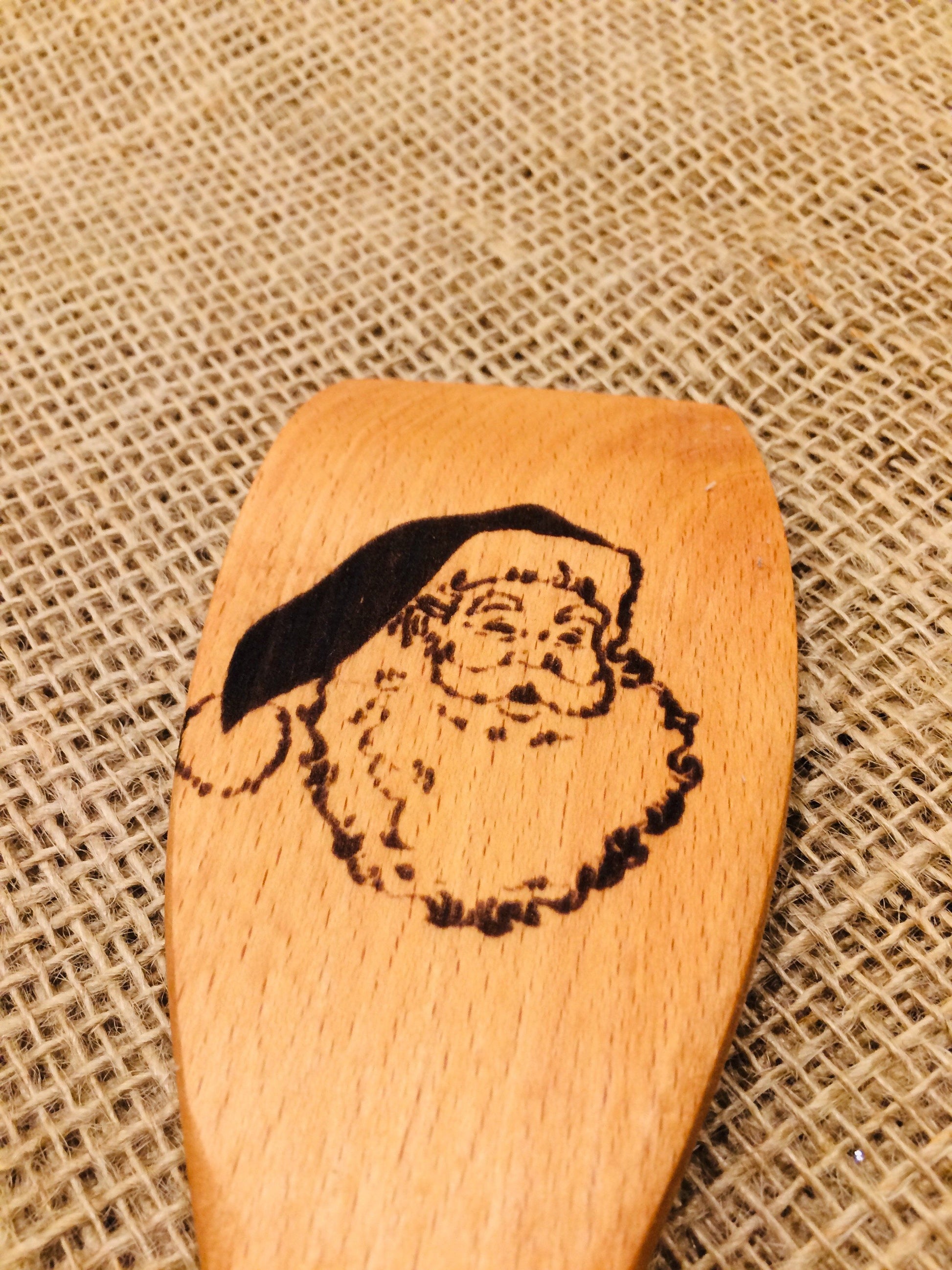 Custom Spatula - Engraved Wood "Santa" - Christmas Gift (1 spatula) Spatula Big River Hardware 