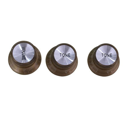 Guitar Vintage Plastic One Volume Two Tone Control Knobs for Fender ST Strat Stratocaster Guitar guitar knobs Big River Hardware Brown 
